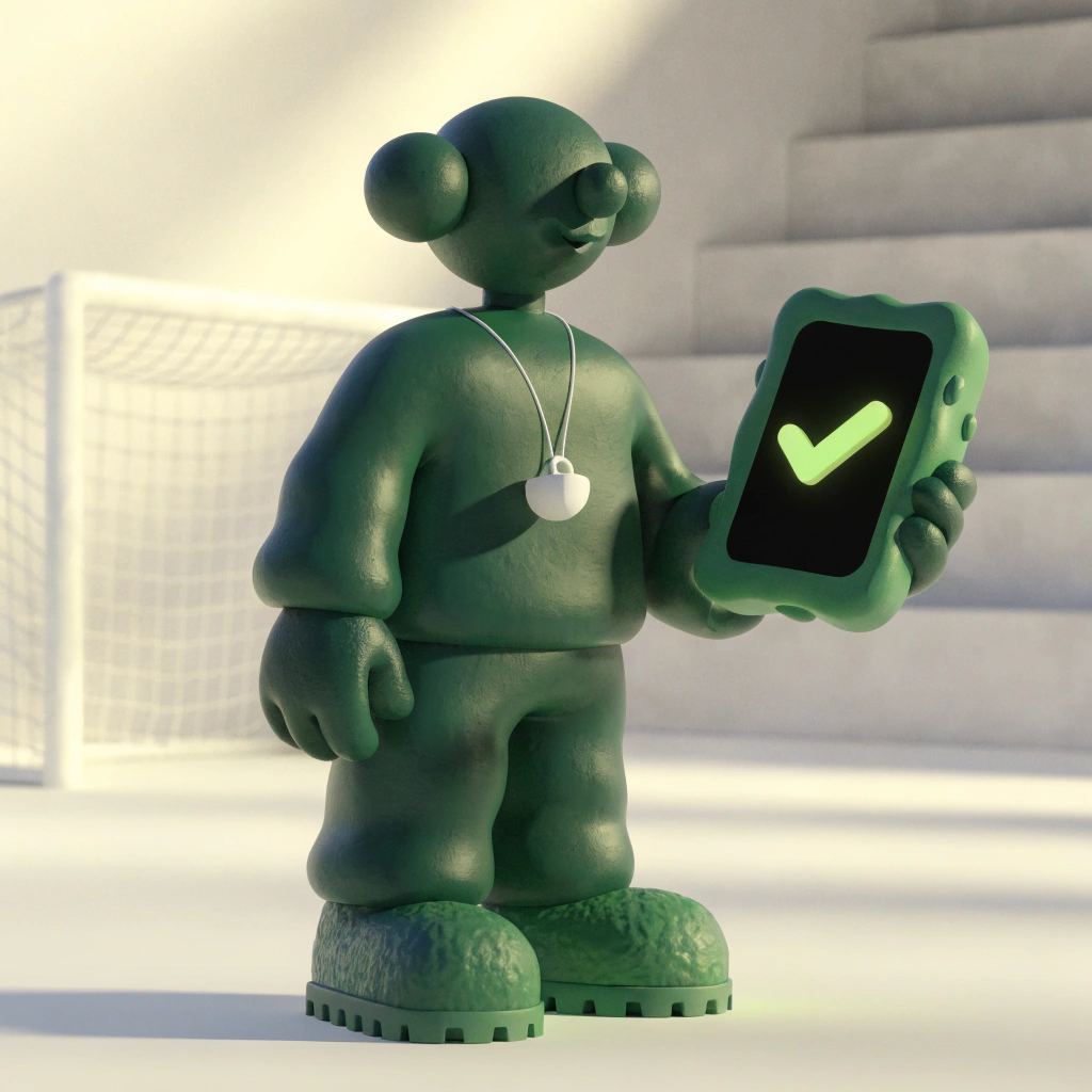 Arbitre de handball après une rencontre, téléphone en main